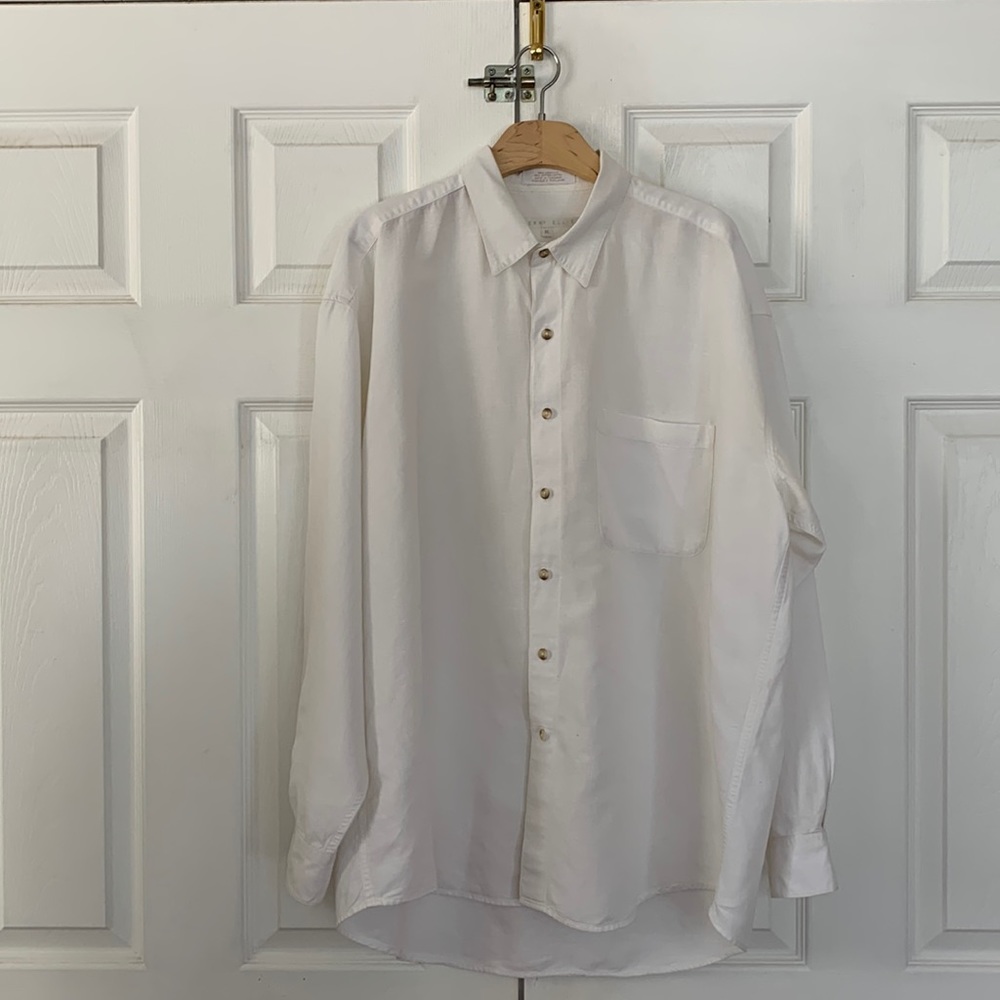 Perry Ellis Linen/cotton white dress shirt size XL